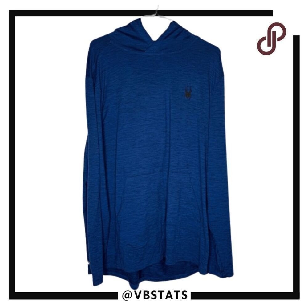 Spyder Active Men's Heather Stretch Pullover Long Sleeve Hoodie Blue Size XL